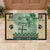 Vintage Bula Fiji Personalised Rubber Doormat Green Hibiscus Tapa Pattern
