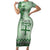 Vintage Bula Fiji Personalised Short Sleeve Bodycon Dress Green Hibiscus Tapa Pattern