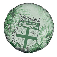 Vintage Bula Fiji Personalised Spare Tire Cover Green Hibiscus Tapa Pattern LT9