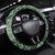 Vintage Bula Fiji Personalised Steering Wheel Cover Green Hibiscus Tapa Pattern