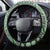 Vintage Bula Fiji Personalised Steering Wheel Cover Green Hibiscus Tapa Pattern