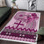 Vintage Bula Fiji Personalised Area Rug Pink Hibiscus Tapa Pattern