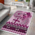 Vintage Bula Fiji Personalised Area Rug Pink Hibiscus Tapa Pattern