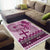 Vintage Bula Fiji Personalised Area Rug Pink Hibiscus Tapa Pattern
