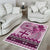 Vintage Bula Fiji Personalised Area Rug Pink Hibiscus Tapa Pattern