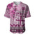 Vintage Bula Fiji Personalised Baseball Jersey Pink Hibiscus Tapa Pattern