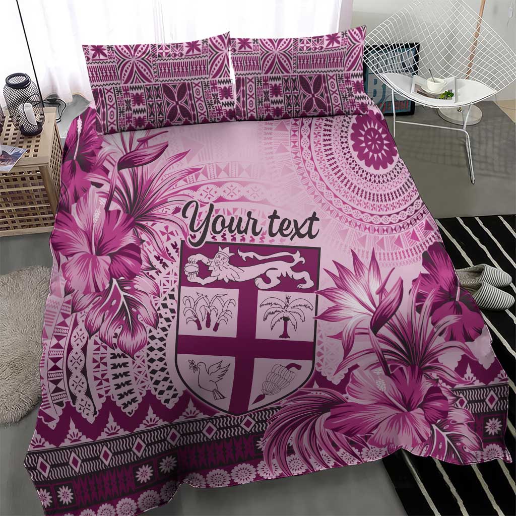 Vintage Bula Fiji Personalised Bedding Set Pink Hibiscus Tapa Pattern LT9