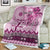 Vintage Bula Fiji Personalised Blanket Pink Hibiscus Tapa Pattern