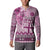 Vintage Bula Fiji Personalised Button Sweatshirt Pink Hibiscus Tapa Pattern