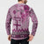 Vintage Bula Fiji Personalised Button Sweatshirt Pink Hibiscus Tapa Pattern