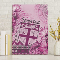 Vintage Bula Fiji Personalised Canvas Wall Art Pink Hibiscus Tapa Pattern LT9