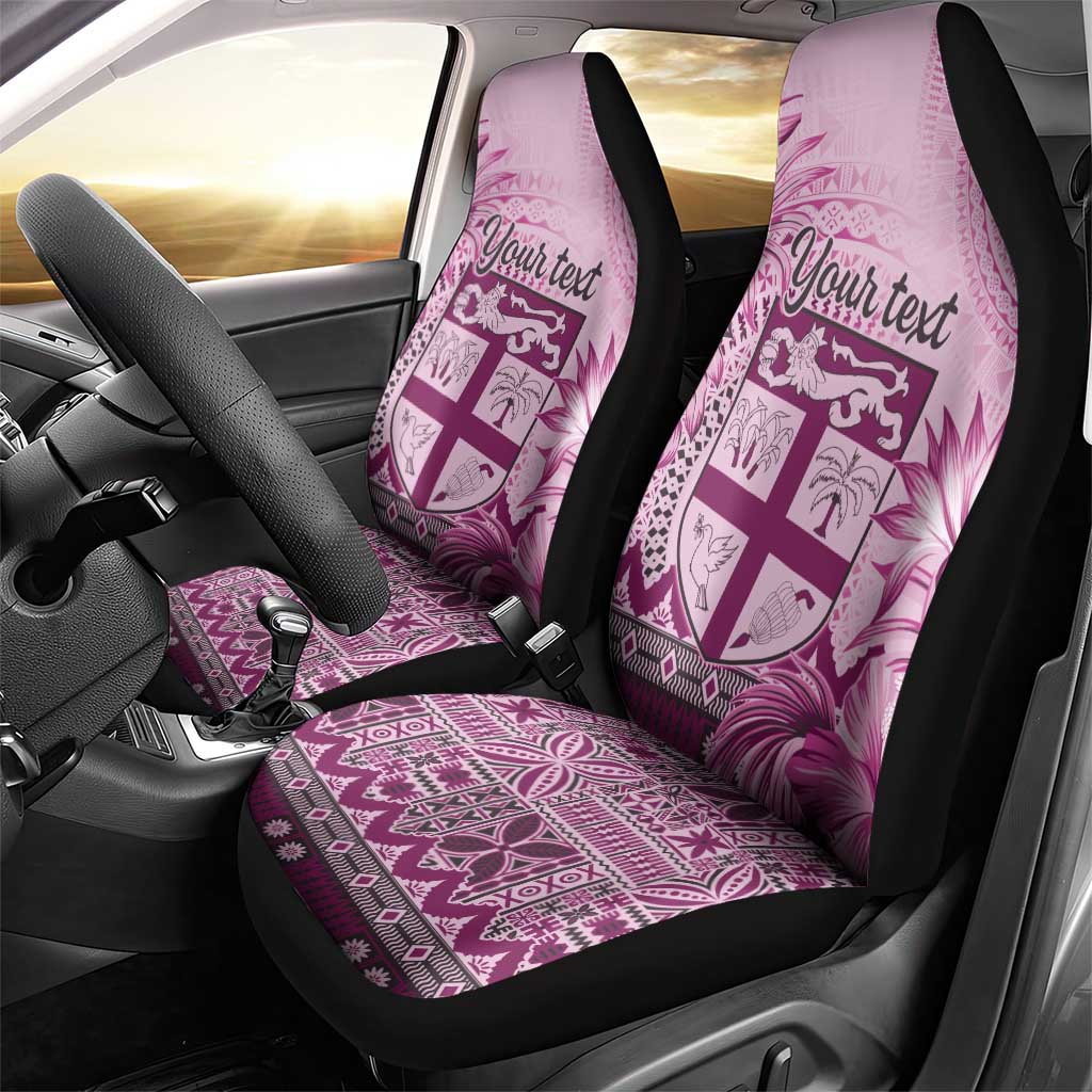 Vintage Bula Fiji Personalised Car Seat Cover Pink Hibiscus Tapa Pattern LT9