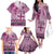 Vintage Bula Fiji Personalised Family Matching Off The Shoulder Long Sleeve Dress and Hawaiian Shirt Pink Hibiscus Tapa Pattern