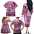 Vintage Bula Fiji Personalised Family Matching Off The Shoulder Long Sleeve Dress and Hawaiian Shirt Pink Hibiscus Tapa Pattern