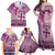 Vintage Bula Fiji Personalised Family Matching Off Shoulder Maxi Dress and Hawaiian Shirt Pink Hibiscus Tapa Pattern