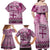 Vintage Bula Fiji Personalised Family Matching Off Shoulder Maxi Dress and Hawaiian Shirt Pink Hibiscus Tapa Pattern