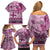 Vintage Bula Fiji Personalised Family Matching Off Shoulder Short Dress and Hawaiian Shirt Pink Hibiscus Tapa Pattern