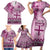 Vintage Bula Fiji Personalised Family Matching Short Sleeve Bodycon Dress and Hawaiian Shirt Pink Hibiscus Tapa Pattern