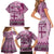 Vintage Bula Fiji Personalised Family Matching Short Sleeve Bodycon Dress and Hawaiian Shirt Pink Hibiscus Tapa Pattern