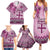 Vintage Bula Fiji Personalised Family Matching Summer Maxi Dress and Hawaiian Shirt Pink Hibiscus Tapa Pattern