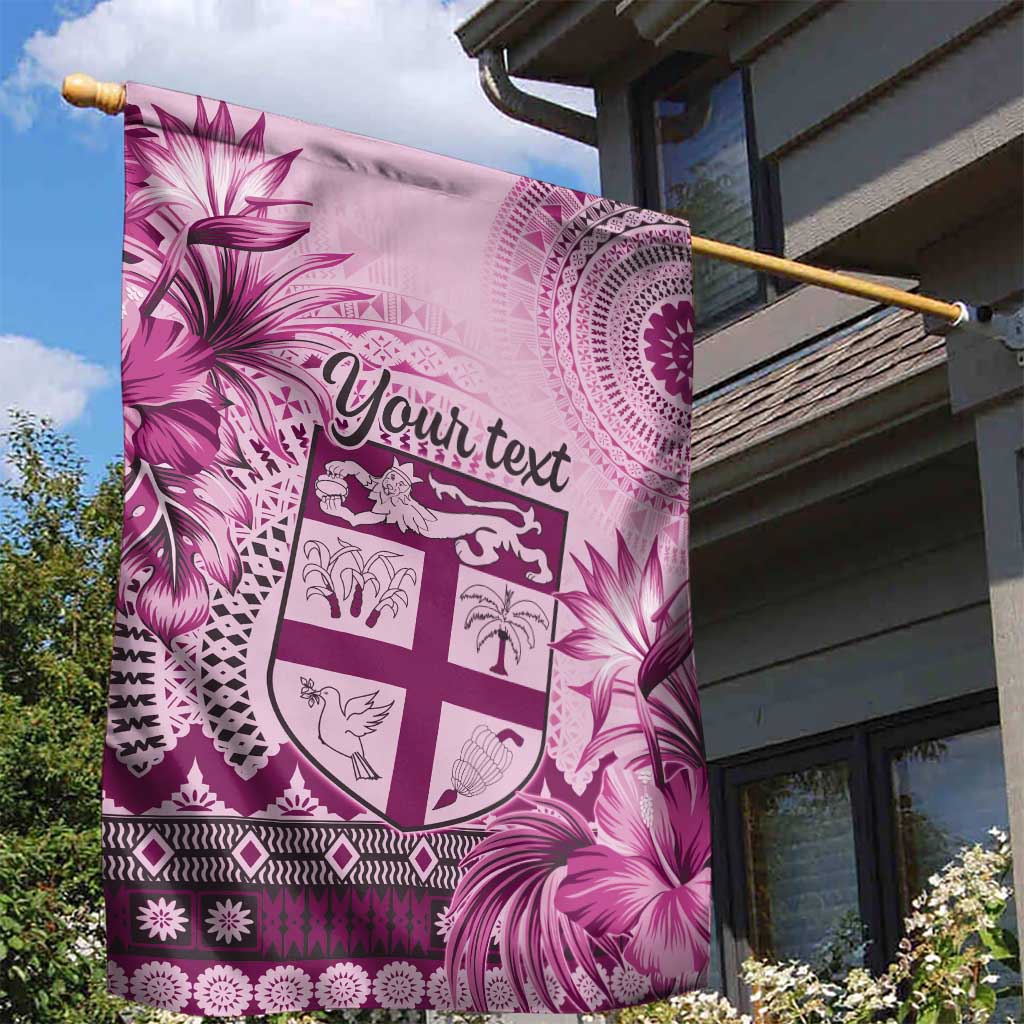 Vintage Bula Fiji Personalised Garden Flag Pink Hibiscus Tapa Pattern LT9