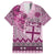 Vintage Bula Fiji Personalised Hawaiian Shirt Pink Hibiscus Tapa Pattern