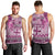 Vintage Bula Fiji Personalised Men Tank Top Pink Hibiscus Tapa Pattern