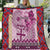 Vintage Bula Fiji Personalised Quilt Pink Hibiscus Tapa Pattern