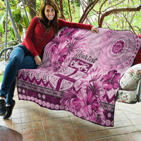 Vintage Bula Fiji Personalised Quilt Pink Hibiscus Tapa Pattern LT9