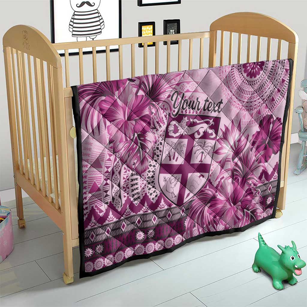 Vintage Bula Fiji Personalised Quilt Pink Hibiscus Tapa Pattern LT9