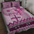 Vintage Bula Fiji Personalised Quilt Bed Set Pink Hibiscus Tapa Pattern