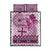 Vintage Bula Fiji Personalised Quilt Bed Set Pink Hibiscus Tapa Pattern