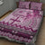 Vintage Bula Fiji Personalised Quilt Bed Set Pink Hibiscus Tapa Pattern
