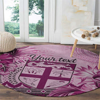 Vintage Bula Fiji Personalised Round Carpet Pink Hibiscus Tapa Pattern LT9