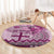 Vintage Bula Fiji Personalised Round Carpet Pink Hibiscus Tapa Pattern