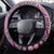 Vintage Bula Fiji Personalised Steering Wheel Cover Pink Hibiscus Tapa Pattern