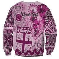 Vintage Bula Fiji Personalised Sweatshirt Pink Hibiscus Tapa Pattern
