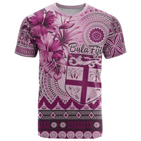 Vintage Bula Fiji Personalised T Shirt Pink Hibiscus Tapa Pattern