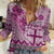 Vintage Bula Fiji Personalised Women Casual Shirt Pink Hibiscus Tapa Pattern
