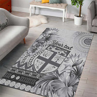 Vintage Bula Fiji Personalised Area Rug Beige Hibiscus Tapa Pattern LT9