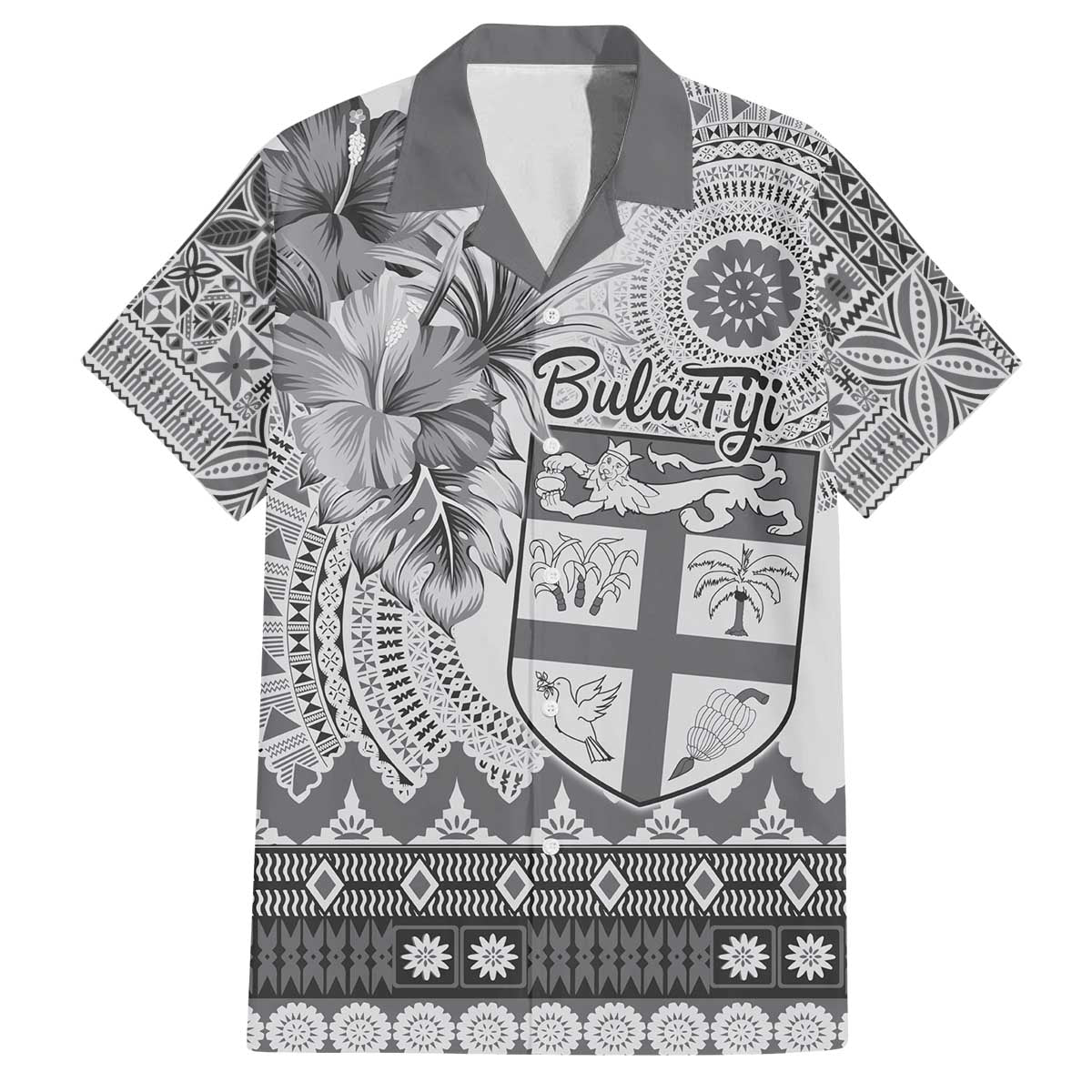 Vintage Bula Fiji Personalised Family Matching Off The Shoulder Long Sleeve Dress and Hawaiian Shirt Beige Hibiscus Tapa Pattern