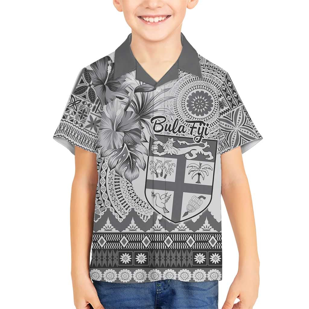 Vintage Bula Fiji Personalised Family Matching Off Shoulder Maxi Dress and Hawaiian Shirt Beige Hibiscus Tapa Pattern