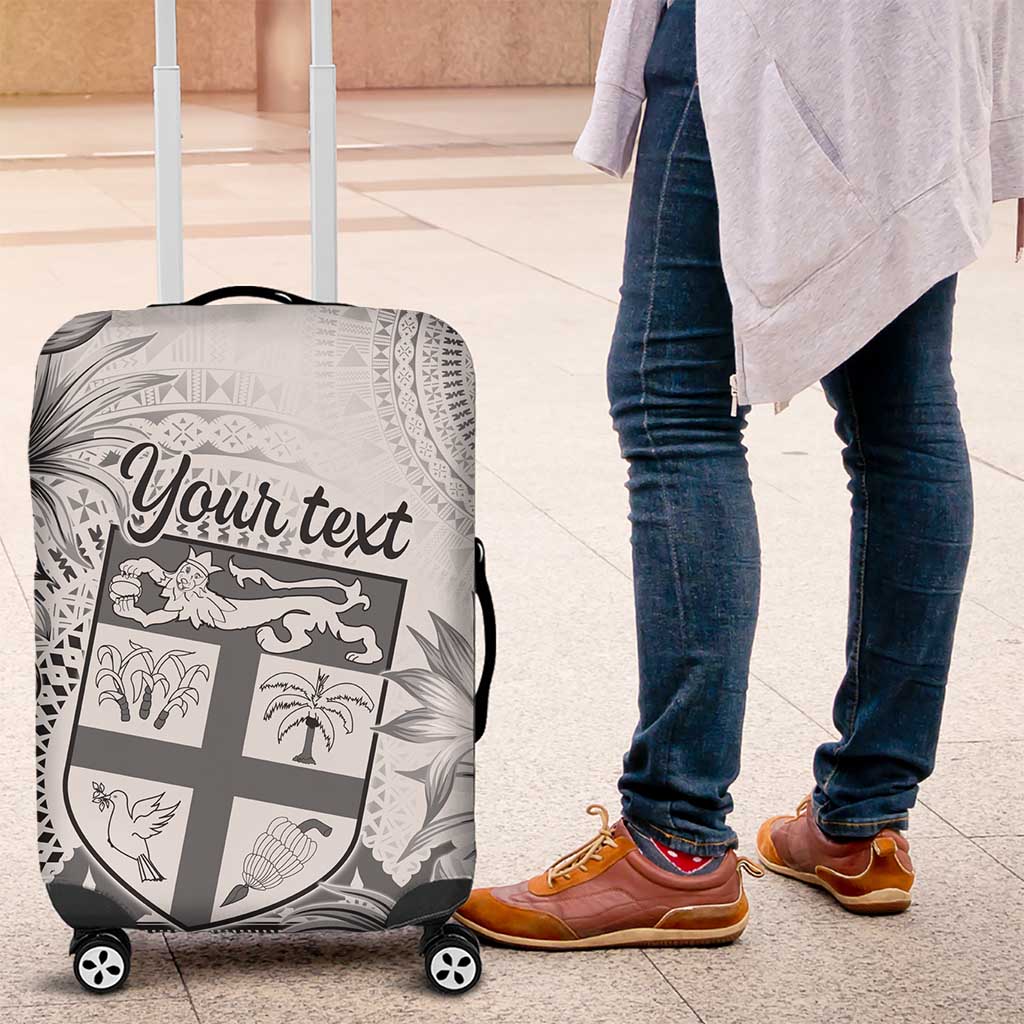 Vintage Bula Fiji Personalised Luggage Cover Beige Hibiscus Tapa Pattern LT9