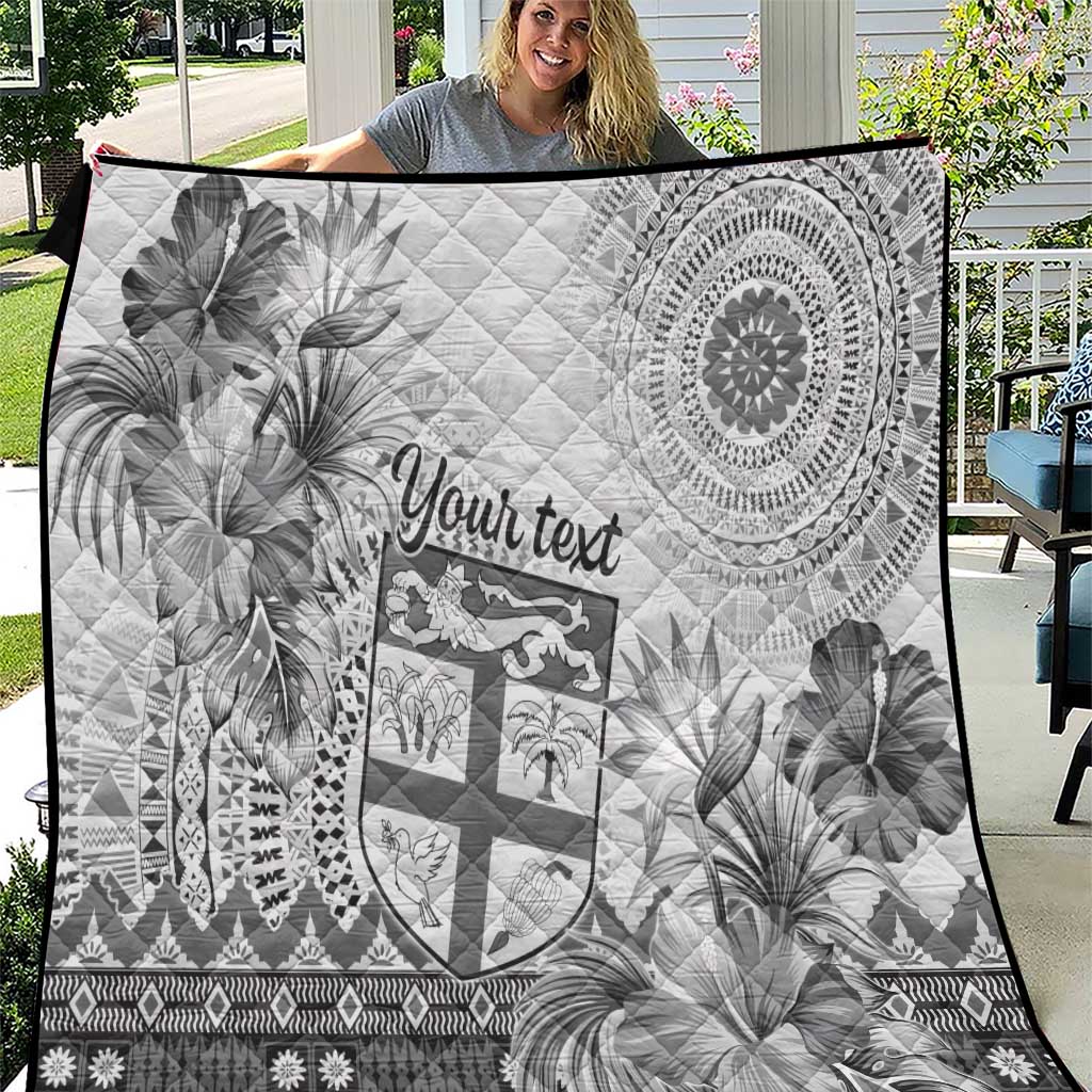 Vintage Bula Fiji Personalised Quilt Beige Hibiscus Tapa Pattern LT9