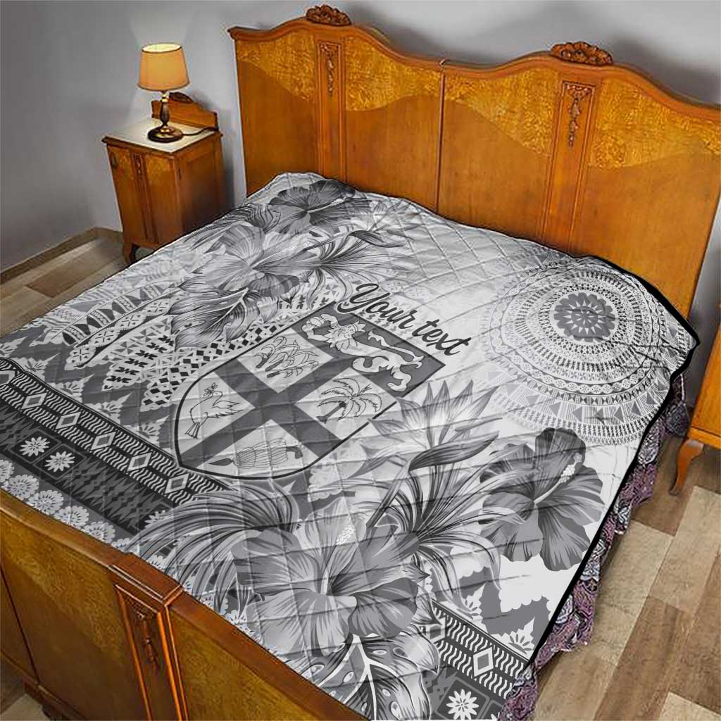 Vintage Bula Fiji Personalised Quilt Beige Hibiscus Tapa Pattern LT9