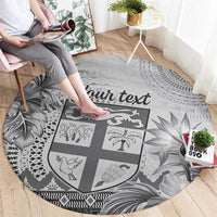 Vintage Bula Fiji Personalised Round Carpet Beige Hibiscus Tapa Pattern LT9