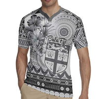 Vintage Bula Fiji Personalised Rugby Jersey Beige Hibiscus Tapa Pattern