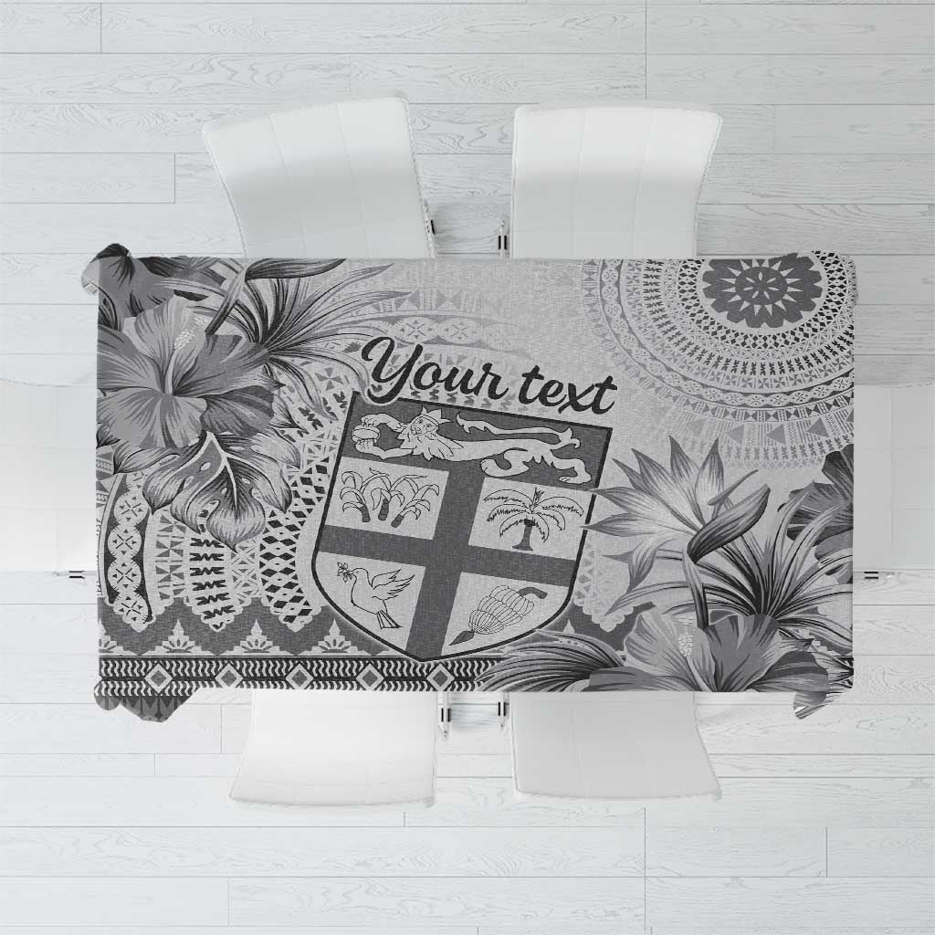 Vintage Bula Fiji Personalised Tablecloth Beige Hibiscus Tapa Pattern LT9