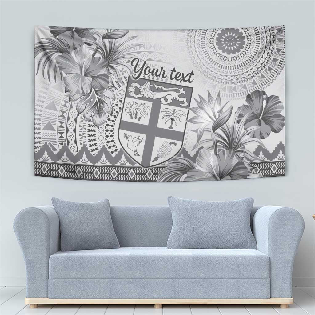 Vintage Bula Fiji Personalised Tapestry Beige Hibiscus Tapa Pattern LT9