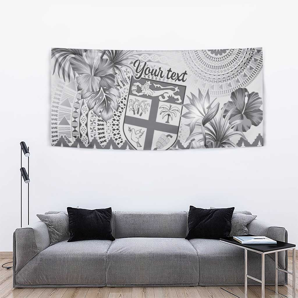 Vintage Bula Fiji Personalised Tapestry Beige Hibiscus Tapa Pattern LT9